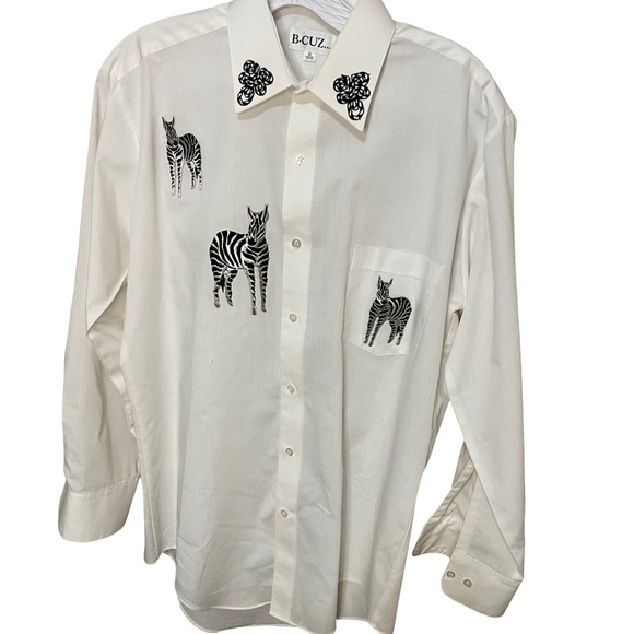 b. cuz Tops - B. Cuz Vintage Button Up Zebra Safari Size S